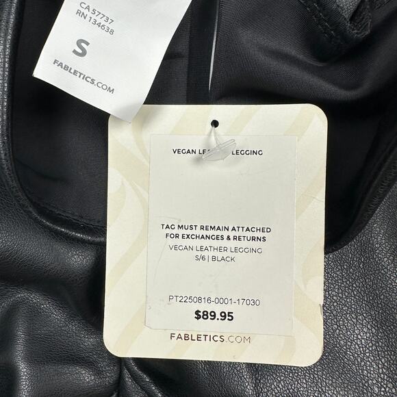 NWT Fabletics Black Vegan Leather Legging Pull On Sleek Activewear Pants Small - Picture 10 of 15